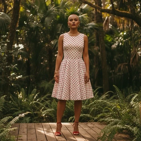 Chic Sleeveless Polka Dot Midi Dress - Picture 1 of 12